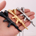 New Fashion Sniper Gun Men's Black Silver Jewelry Stainless Steel Jewelry Army Gun Pendant Necklace